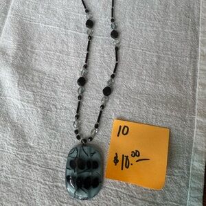 HANDMADE Black and Gray Beaded Necklace